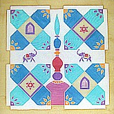 India Wallhanging silk painting - top panel